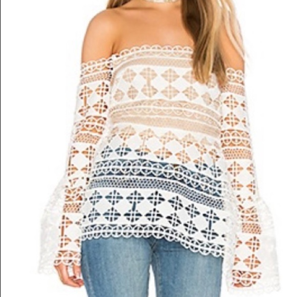Delfi off the shoulder lace top